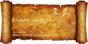 Klenka Jolán névjegykártya